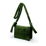 Nylon Quilted Puffer Crossbody Bag  - Dark Green
