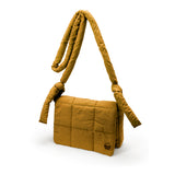 Nylon Quilted Puffer Crossbody Bag  - Mustard