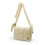 Nylon Quilted Puffer Crossbody Bag  - Cream