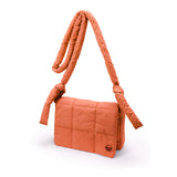 Nylon Quilted Puffer Crossbody Bag  - Peach