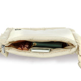 Nylon Zip Top Crossbody Bag - Beige
