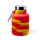 Collapsible Carabiner Bottle - Tie Dye - Orange, Yellow and Pink
