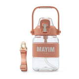 Tritan Silicone Band Bottle - Clear/Peach/White