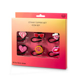 6PC Straw Topper - Pink Icons