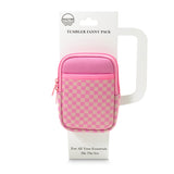 Tumbler Bottle Pouch- Checkered/ Pink
