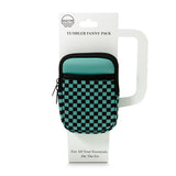 Tumbler Bottle Pouch- Checkered/ Green