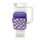 Tumbler Bottle Pouch- Checkered/ Purple