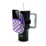 Tumbler Bottle Pouch- Checkered/ Purple