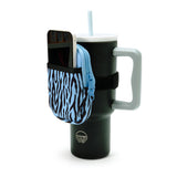 Tumbler Bottle Pouch- Zebra Print/ Blue