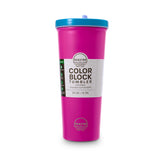 Color Block Flip Straw Tumbler - Hot Pink