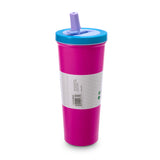 Color Block Flip Straw Tumbler - Hot Pink