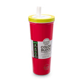 Color Block Flip Straw Tumbler - Coral
