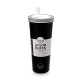 Color Block Flip Straw Tumbler - Black & Grey