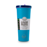 Color Block Flip Straw Tumbler - Cyan