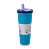 Color Block Flip Straw Tumbler - Cyan