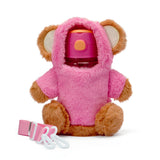 Furry Bear Holder with Bottle  - Pink