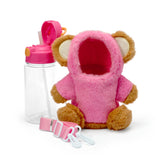 Furry Bear Holder with Bottle  - Pink
