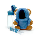 Furry Bear Holder with Bottle  - Dusty Blue