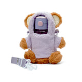 Furry Bear Holder with Bottle  - Light Purple