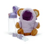 Furry Bear Holder with Bottle  - Light Purple