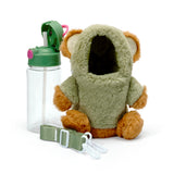 Furry Bear Holder with Bottle  - Sage