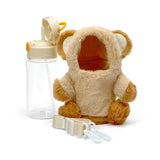 Furry Bear Holder with Bottle  - Tan