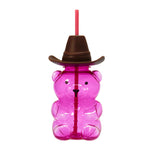 Trendy Bear Bottle with Cowboy Hat - Pink/Brown