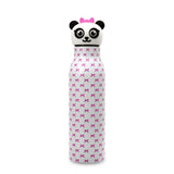 Kids Silicone Animal Head Bottle - Single Wall  - Black & Pink/Panda