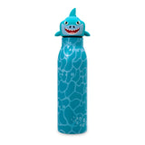 Kids Silicone Animal Head Bottle - Single Wall  - Light Blue/Shark