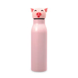 Kids Silicone Animal Head Bottle - Single Wall  - Pink/Pig