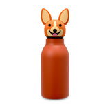 Kids Silicone Animal Head Bottle - Double Wall  - Tan/Dog