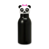 Kids Silicone Animal Head Bottle - Double Wall  - Black/Panda