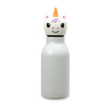 Kids Silicone Animal Head Bottle - Double Wall  - White/Unicorn